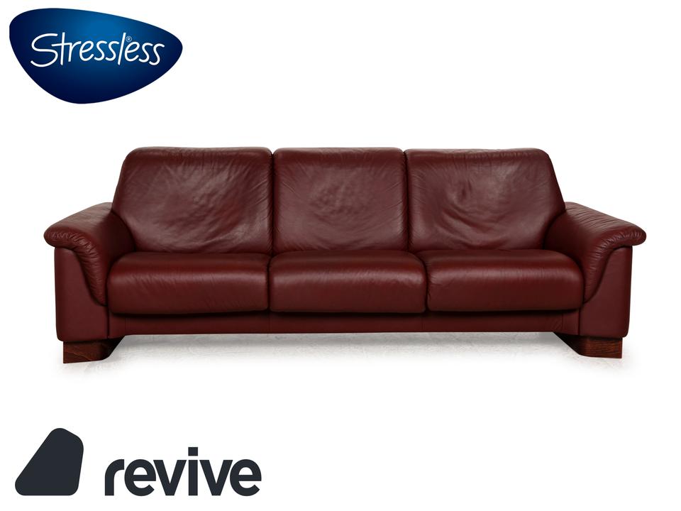 Stressless Paradise Leder Dreisitzer Rot Sofa Couch manuelle