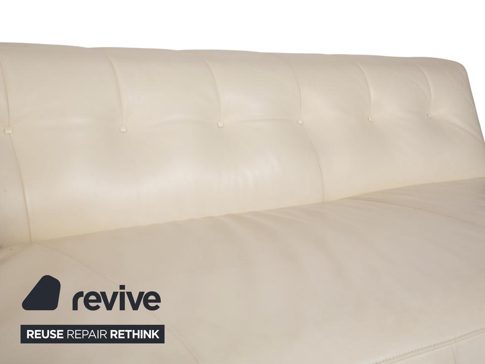 ligne roset Malhoun Leder Viersitzer Creme Sofa Couch – Bild 4