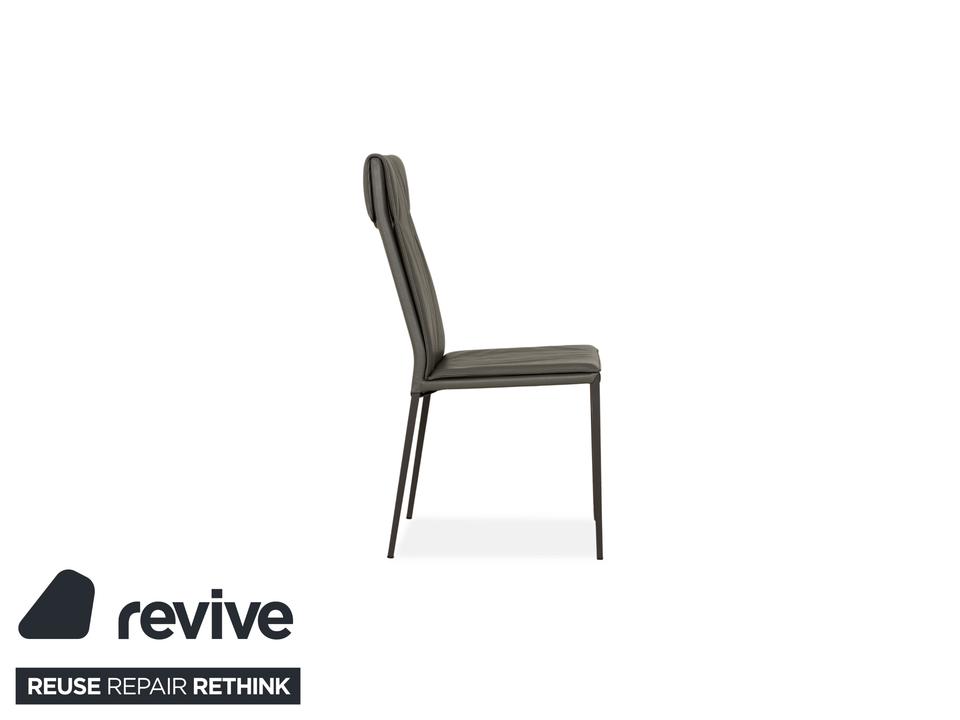 4er Garnitur Cattelan Italia Isabel Leder Stuhl Grau – Bild 10