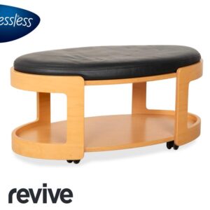 Stressless Arion Holz Leder Hocker Couchtisch Schwarz Rollen