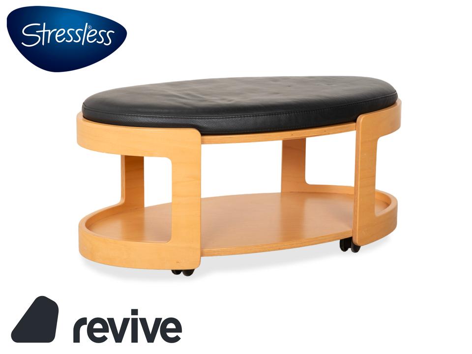 Stressless Arion Holz Leder Hocker Couchtisch Schwarz Rollen