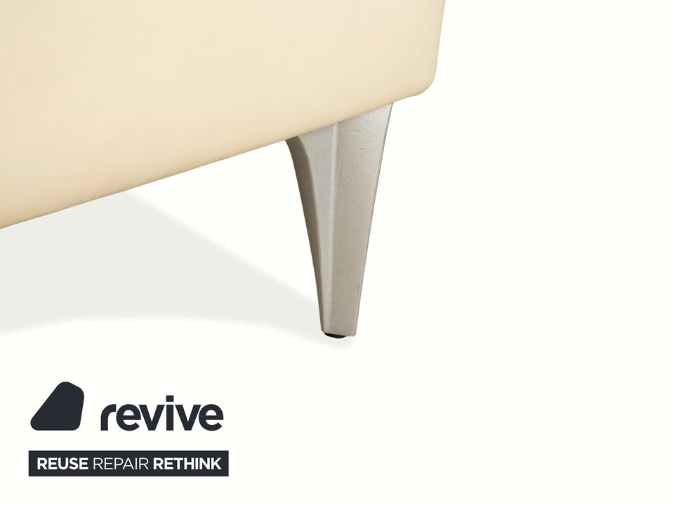 Rolf Benz 1600 Leder Hocker Creme Weiß – Bild 4