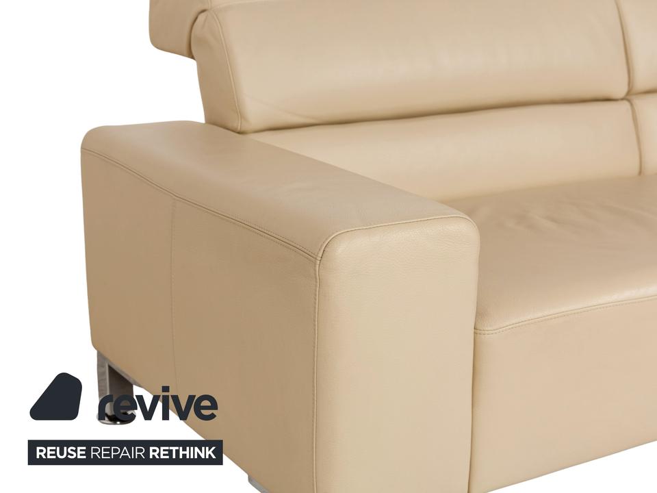 Brühl Alba Leder Dreisitzer Beige Creme manuelle Funktion Sofa – Bild 9