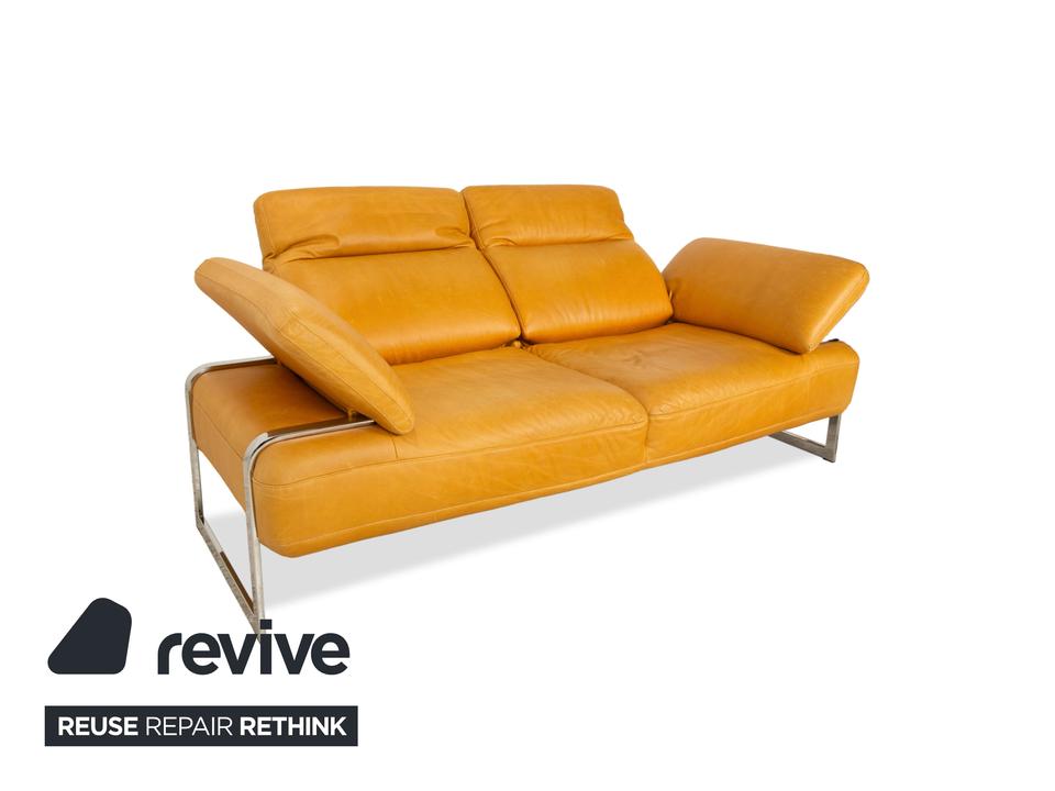 Willi Schillig Trovatoore Leder Zweisitzer Gelb Senf manuelle – Bild 5