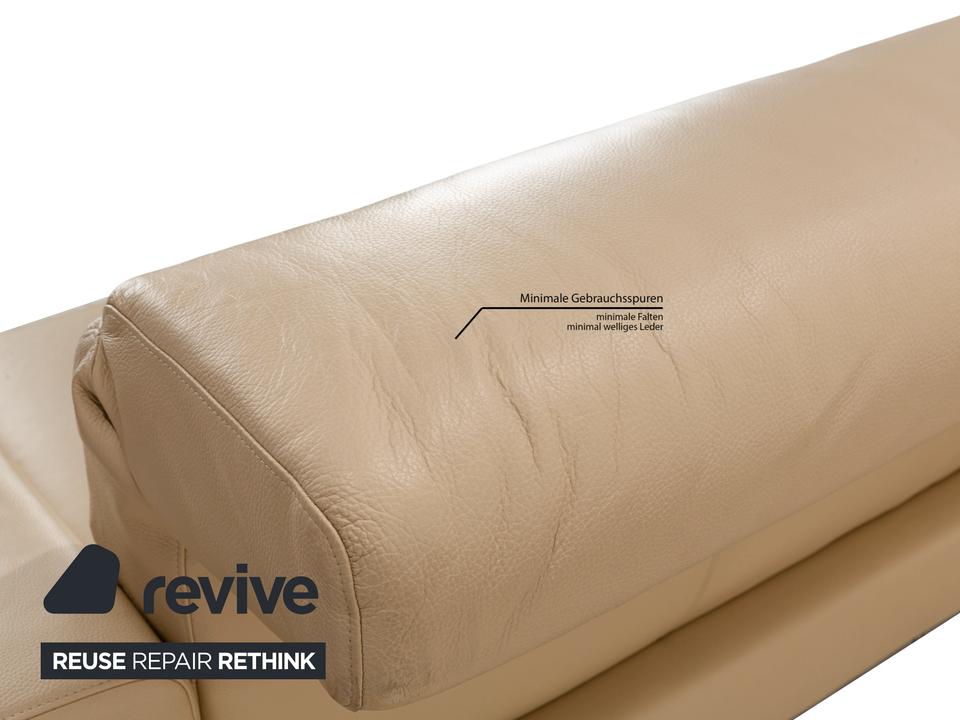 Brühl Alba Leder Dreisitzer Beige Creme manuelle Funktion Sofa – Bild 11