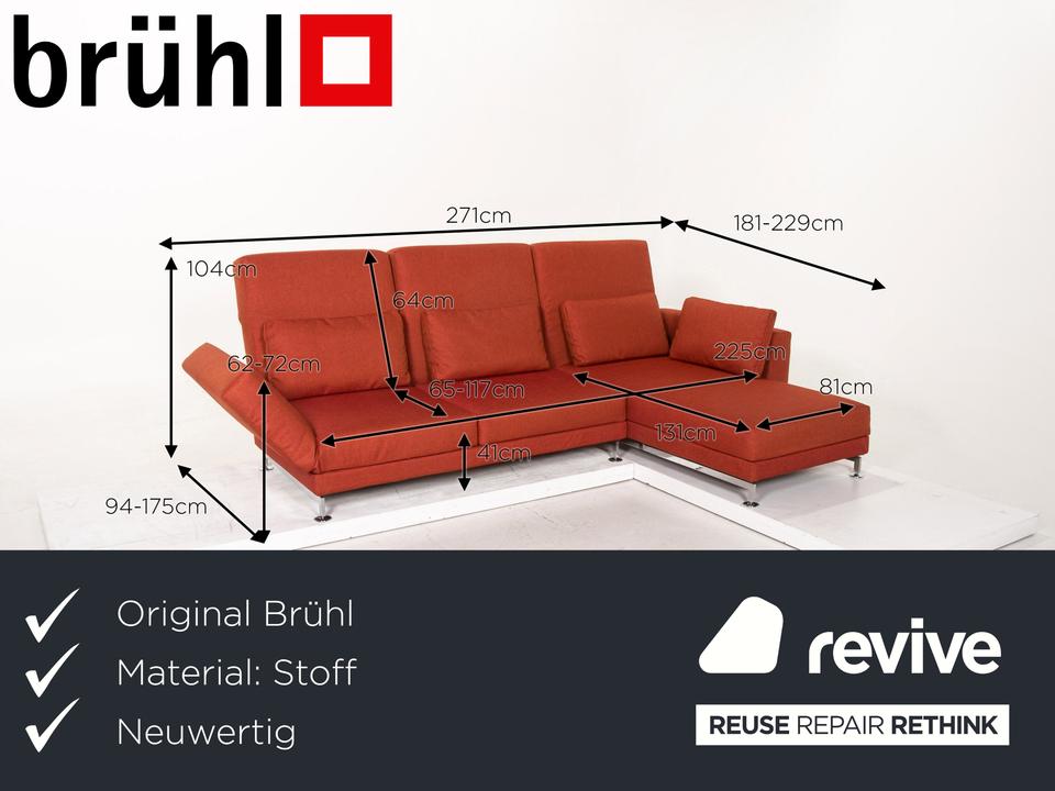 Brühl Moule Stoff Ecksofa Terrakotta Rot Relaxfunktion Funktion ✨ – Bild 2