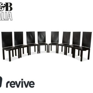 8er Garnitur B&B Italia Arcadia Leder Stuhl Schwarz Esszimmer