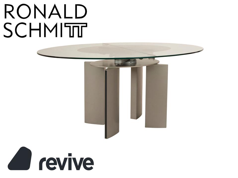 Ronald Schmitt K / G 750 / E Glas Esstisch Silber Ausziehfunktion
