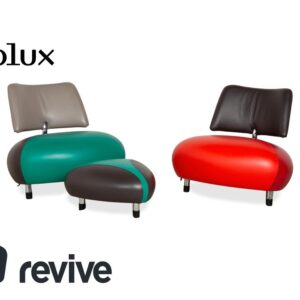 Leolux Pallone Leder Sessel Hocker Grün Dunkelgrau Taupel Rot