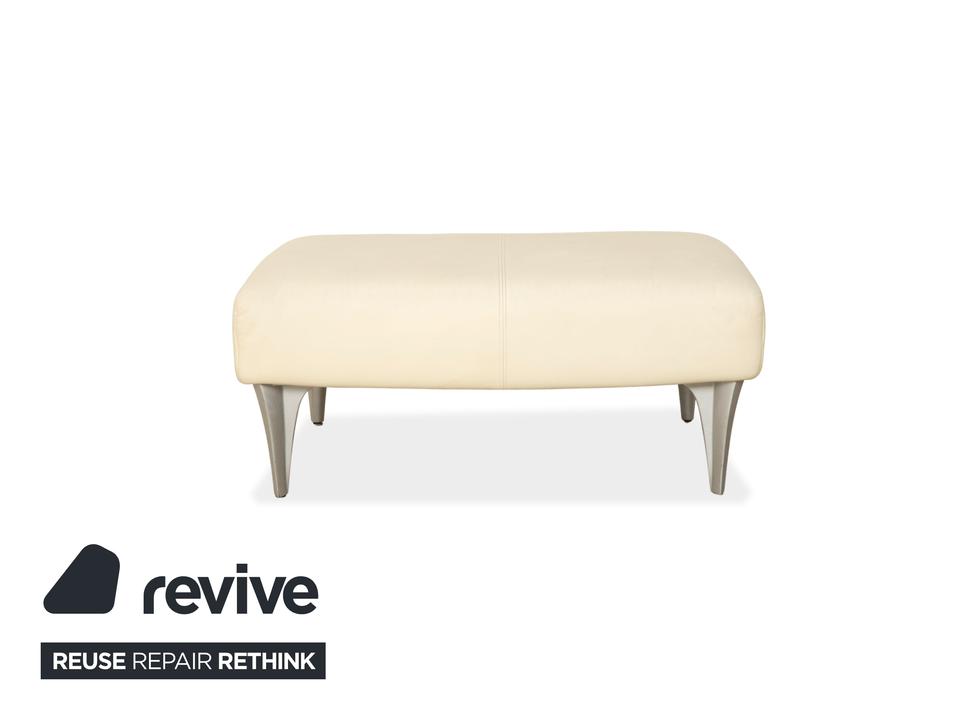Rolf Benz 1600 Leder Hocker Creme Weiß – Bild 9