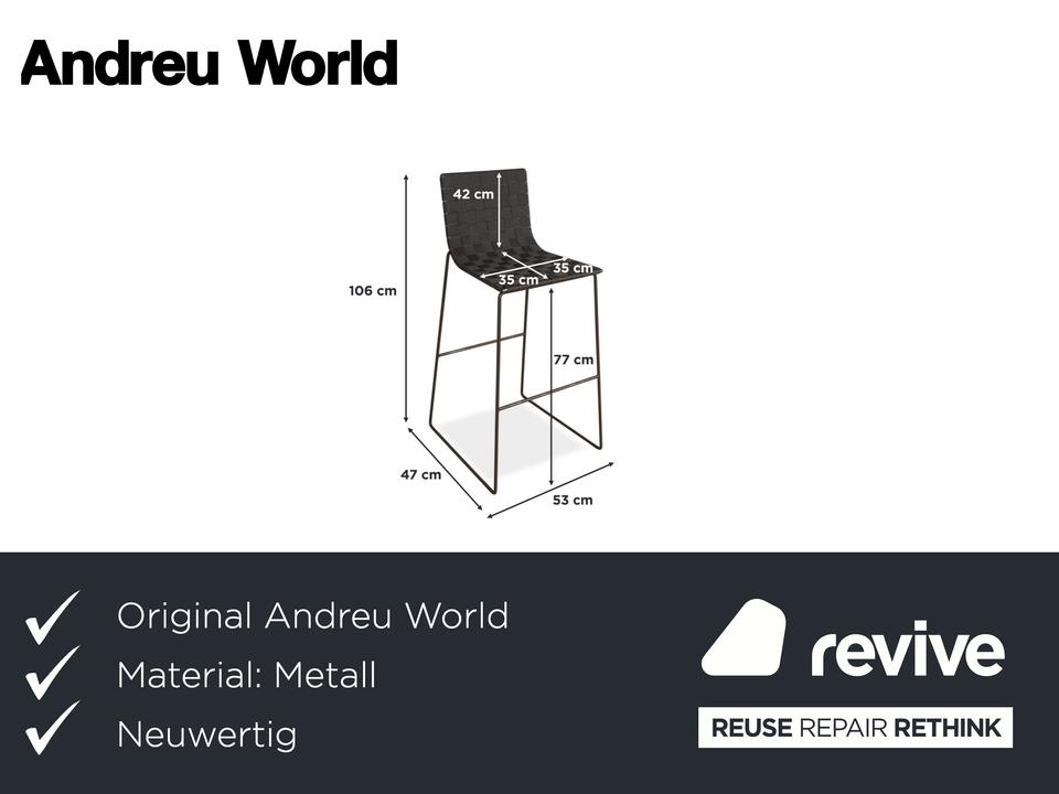 Andreu World Trenza Metall Hocker Dunkelgrau Anthrazit Braun – Bild 2