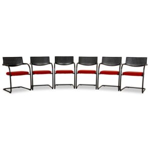 6er Garnitur Vitra Visavis Stoff Stuhl Rot Schwarz
