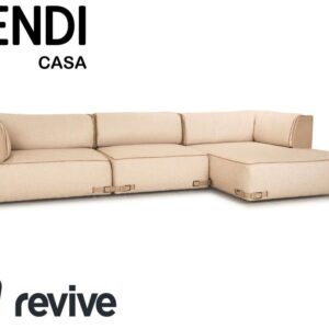 Fendi Soho Element Stoff Leder Ecksofa Beige Braun Modul