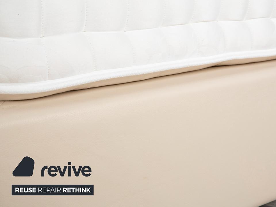 Boxspringliebe Stockholm Bett Kunstleder Creme Beige – Bild 3