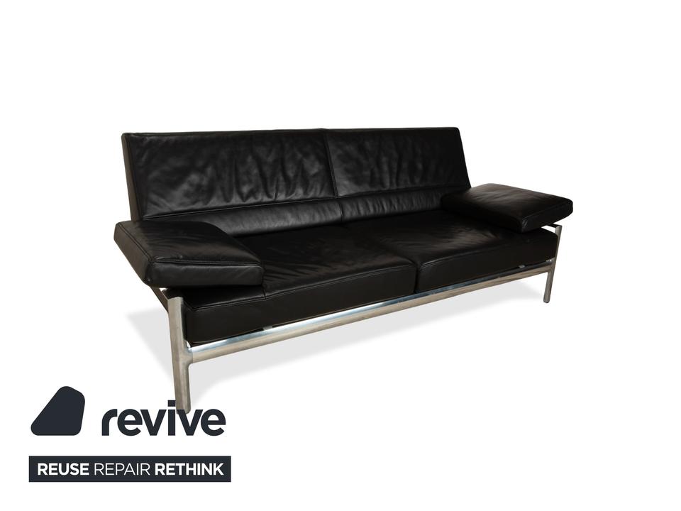 Jori Leder Zweisitzer Sessel Schwarz Sofa Couch manuelle Funktion – Bild 4