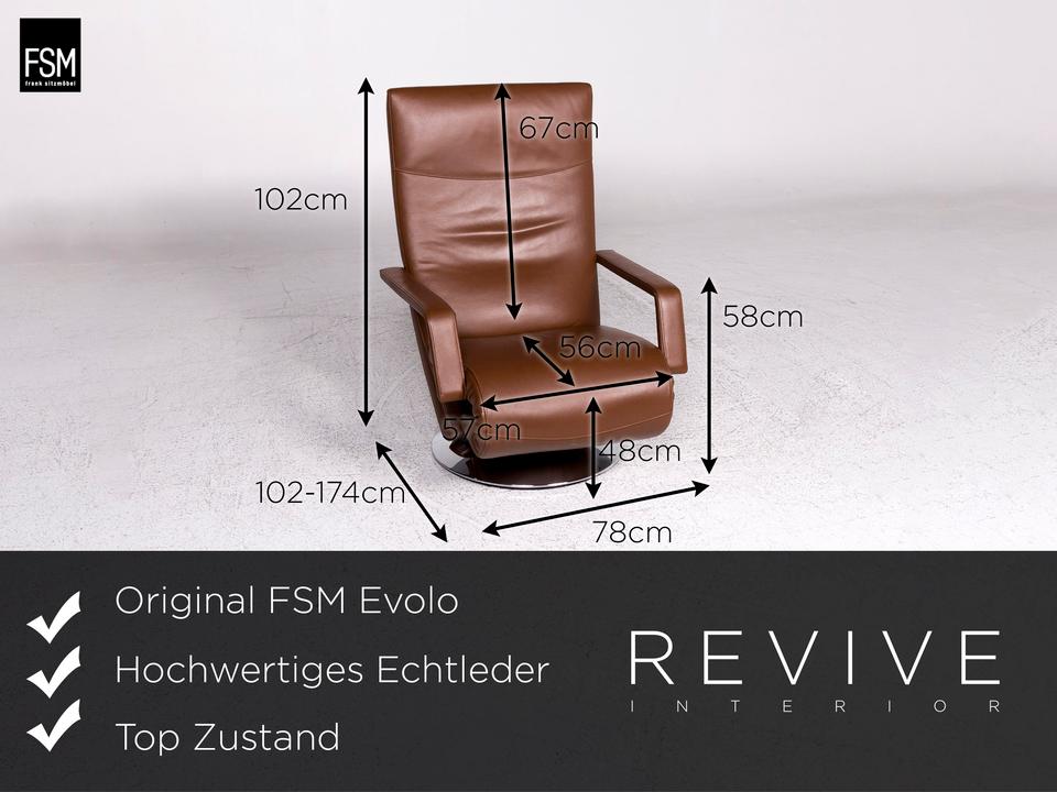 FSM Evolo Leder Sessel Braun Relax Funktion #9605 – Bild 2