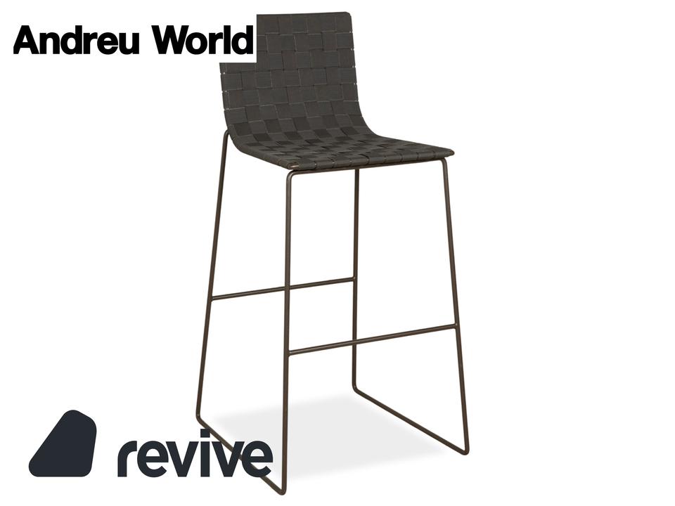 Andreu World Trenza Metall Hocker Dunkelgrau Anthrazit Braun
