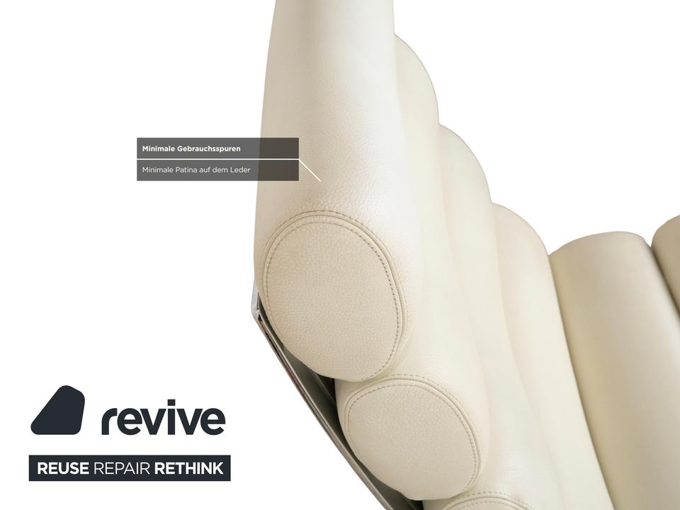 2x Cor Sinus Leder Sessel Freischwinger Creme Weiß inkl. Hocker – Bild 9