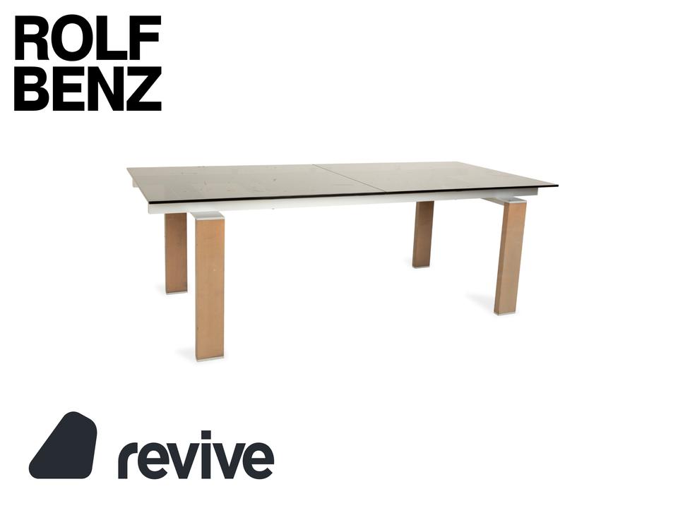 Rolf Benz Glas Esstisch Braun Ausziehfunktion Holz Rauchglas