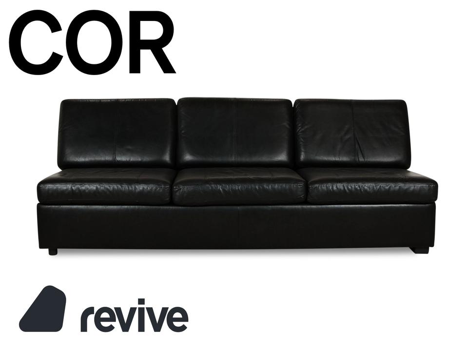 Cor Leder Dreisitzer Schwarz Sofa Couch