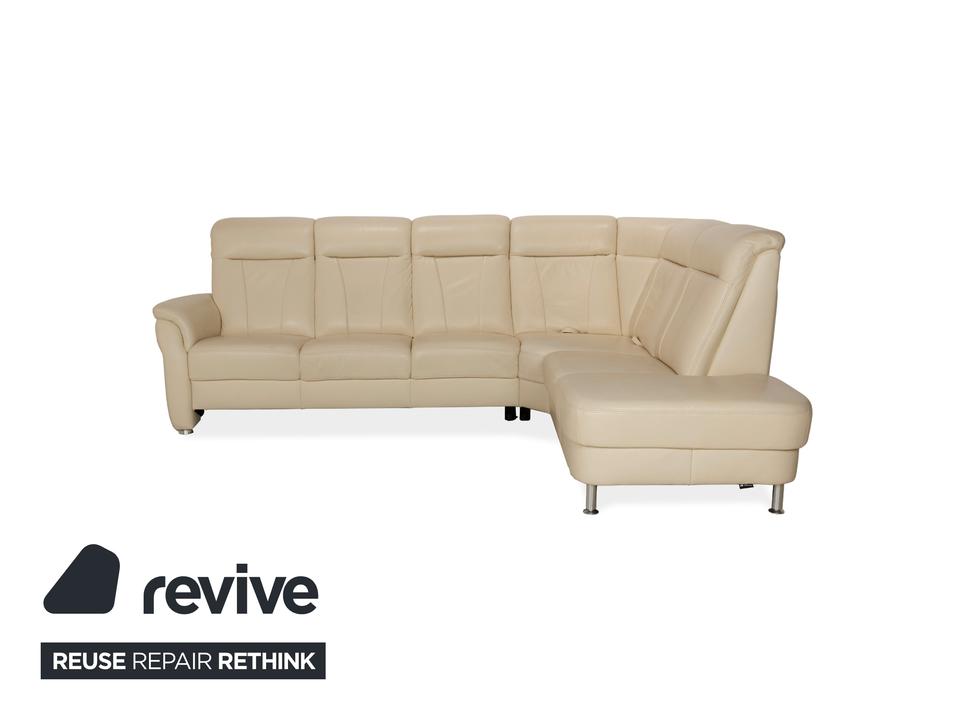 Polinova Leder Ecksofa Creme manuelle Funktion Sofa Couch – Bild 8