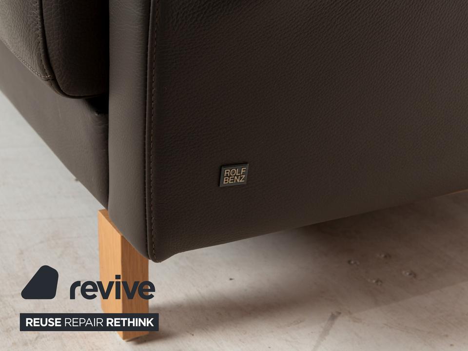 Rolf Benz Vida Leder Dreisitzer Grau manuelle Funktion Sofa Couch – Bild 7