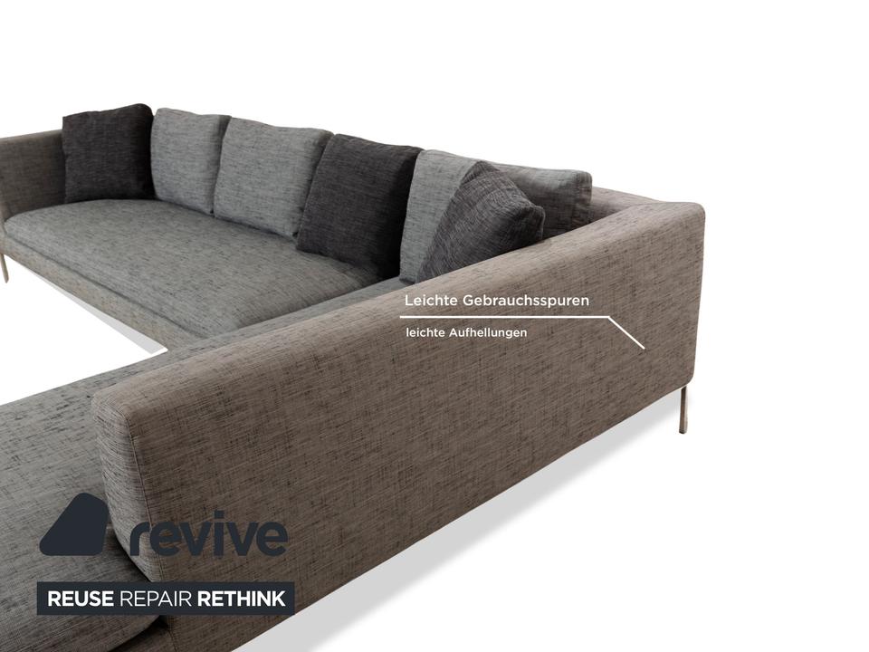 La Nouva Casa Liverpool Ecksofa Sofa Couch Stoff Grau Recamiere – Bild 6