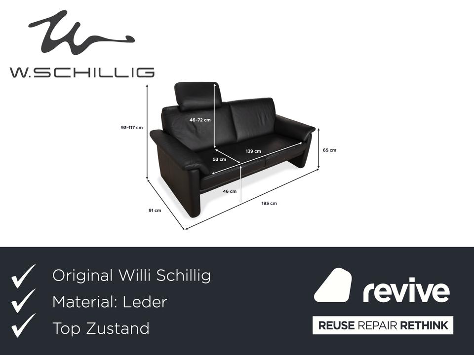 Willi Schillig Lucca Leder Zweisitzer Schwarz Sofa Couch – Bild 2