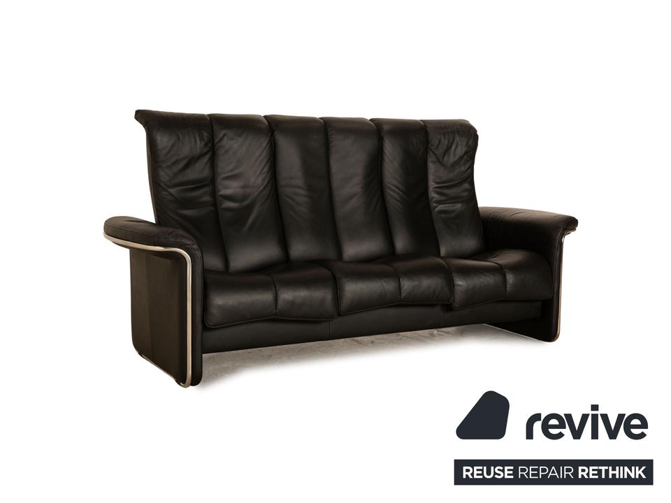Stressless Soul Leder Dreisitzer Schwarz Sofa Couch manuelle – Bild 8