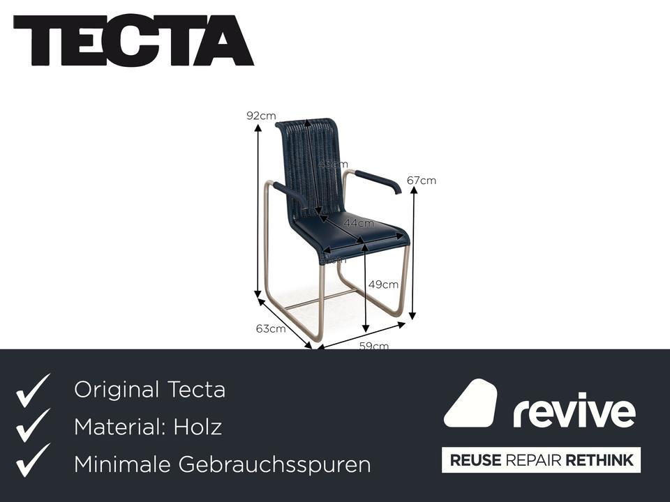 Tecta D20 Holz Stuhl Kragstuhl Esszimmer Blau – Bild 2