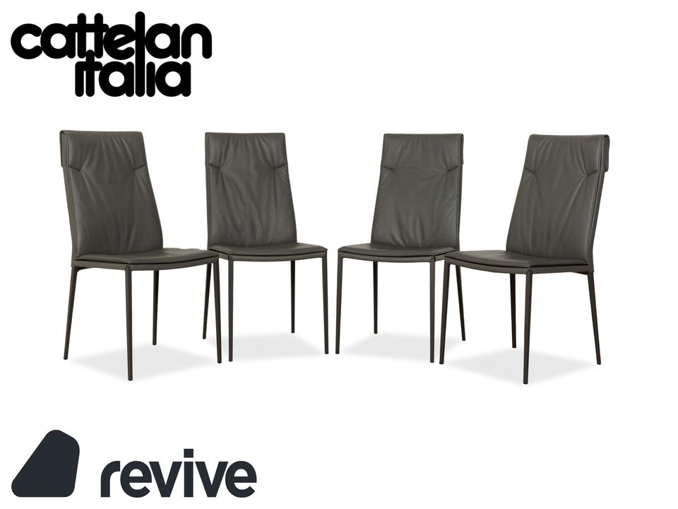 4er Garnitur Cattelan Italia Isabel Leder Stuhl Grau