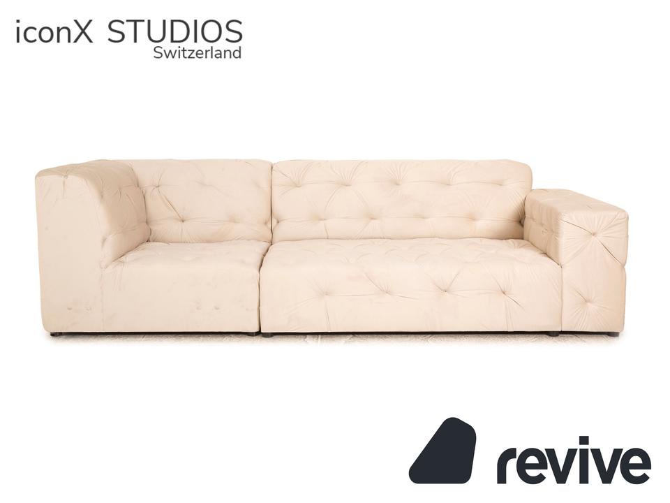 IconX STUDIOS Venus Samt Stoff Dreisitzer Sofa Couch Beige