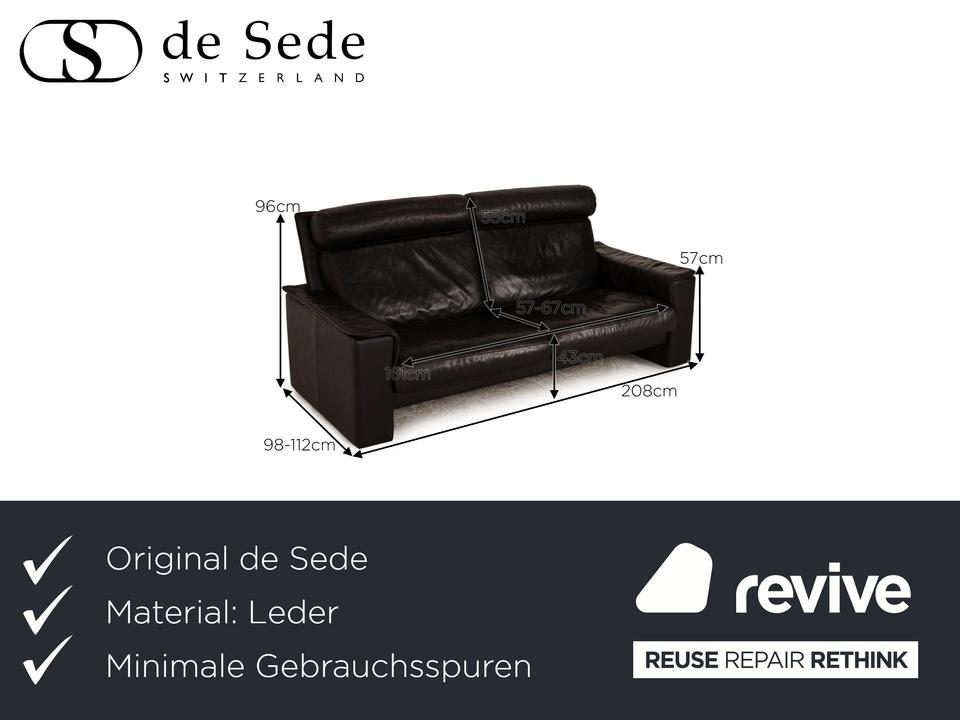 de Sede Leder Dreisitzer Schwarz Sofa Couch – Bild 2