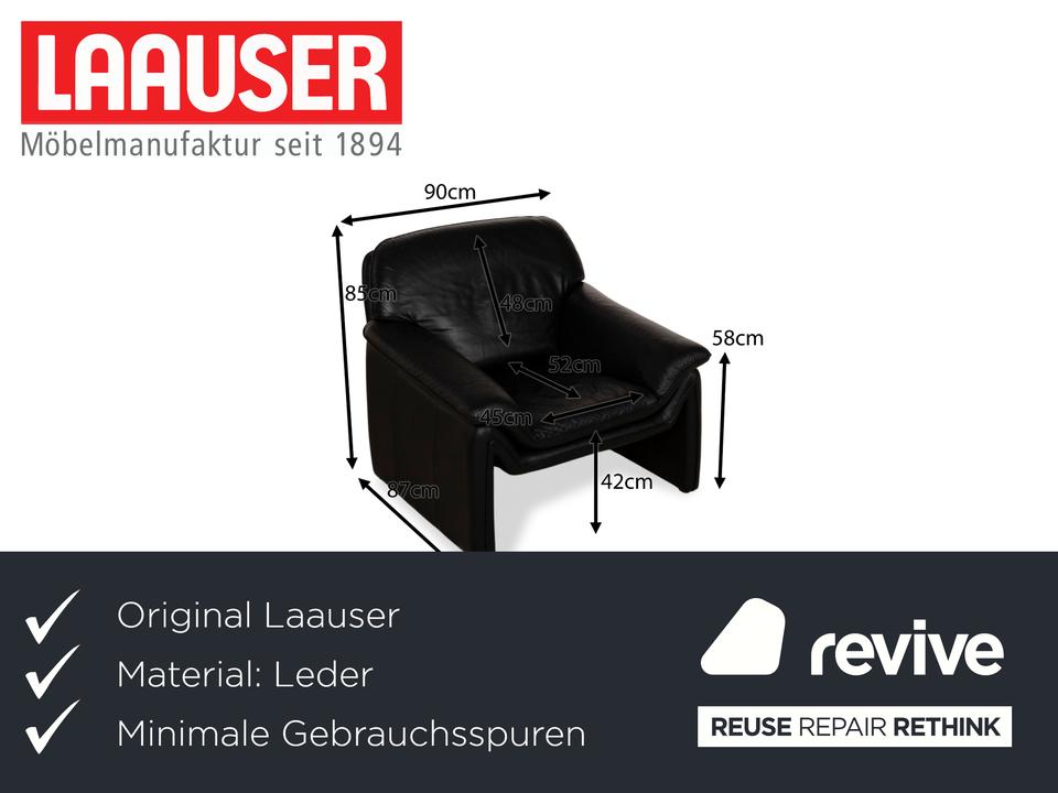Laauser Atlanta Leder Sessel Schwarz – Bild 2
