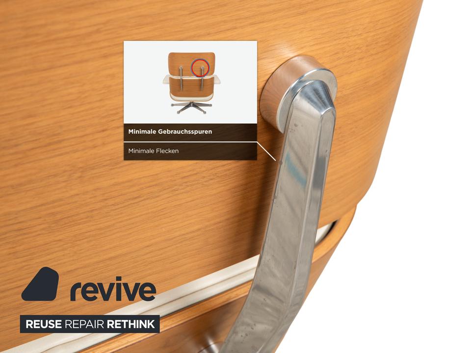 Vitra Eames Lounge Chair Leder Holz Sessel Creme Weiß Braun – Bild 9