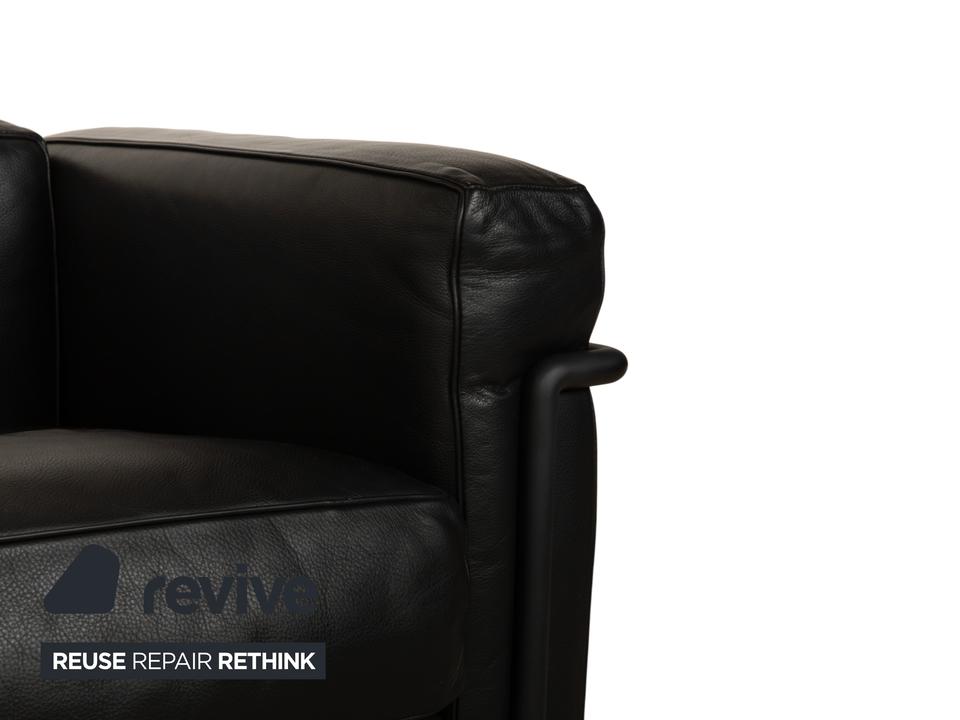 Cassina LC 2 Leder Dreisitzer Schwarz Sofa Couch – Bild 4