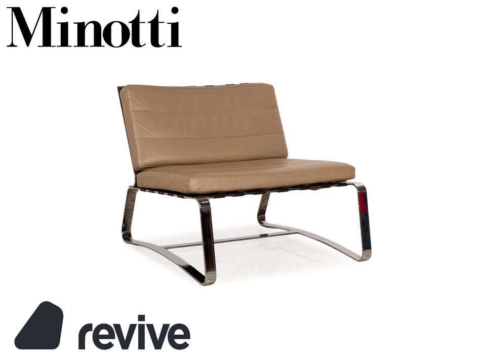 Minotti Delaunay Leder Sessel Beige Vintage