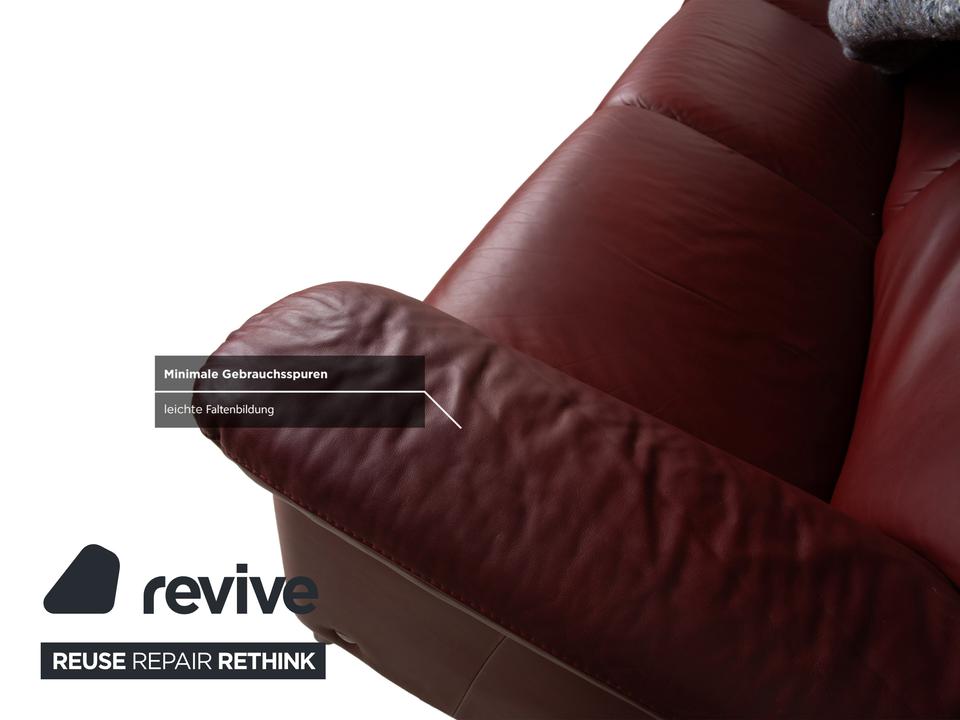 Stressless Paradise Leder Dreisitzer Rot Sofa Couch manuelle – Bild 9