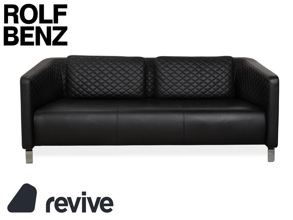 Rolf Benz 325 Leder Dreisitzer Schwarz Sofa Couch