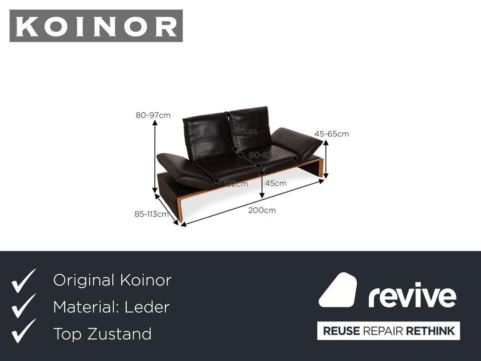 Koinor Harriet Leder Dreisitzer Dunkelbraun manuelle Funktion – Bild 2
