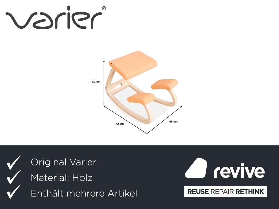 Varier Variable Holz Esche Hocker Natur Stoff Orange Apricot – Bild 3