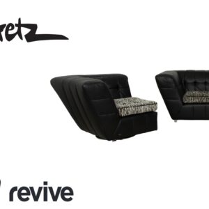 Bretz Tiziana Leder Sofa Garnitur Schwarz Sofa Ecksofa Sessel