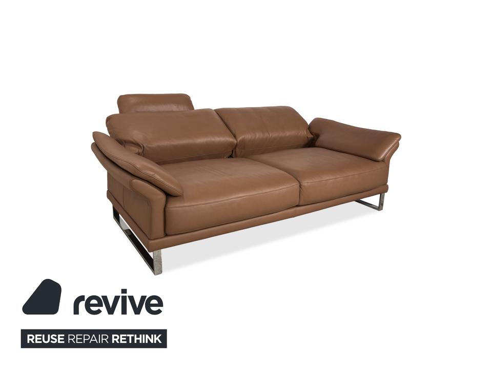 Musterring Leder Dreisitzer Braun Taupe Sofa Couch manuelle – Bild 4