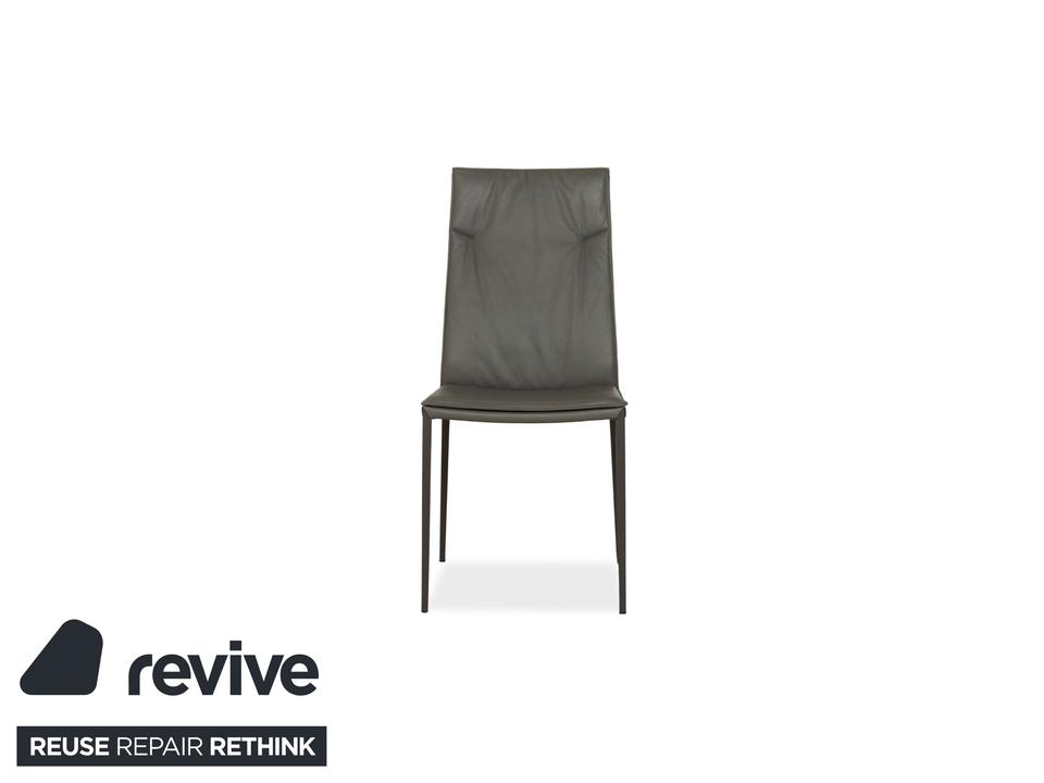4er Garnitur Cattelan Italia Isabel Leder Stuhl Grau – Bild 9