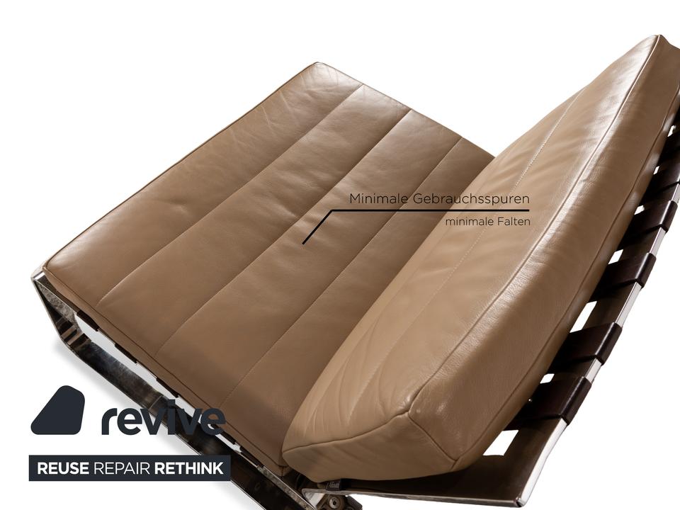 Minotti Delaunay Leder Sessel Beige Vintage – Bild 5