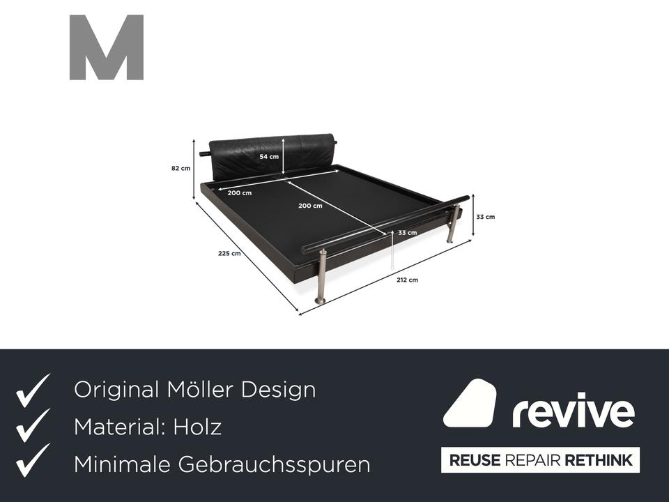 Möller Design Leder Holz Bett Schwarz Silber 200x200 – Bild 2