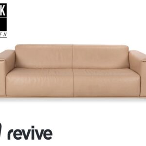 WK Wohnen Leder Dreisitzer Beige Creme Sofa Couch