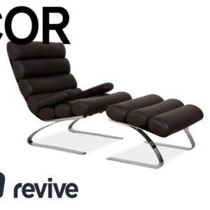 Cor Sinus Leder Sessel Schwarz inkl. Hocker
