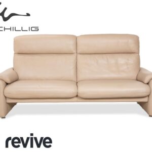 Willi Schillig Ergoline Leder Dreisitzer Creme Beige Sofa Couch