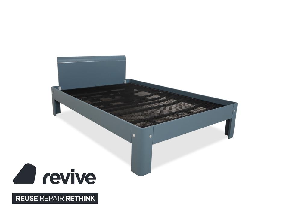 Auping Auronde 1500 Holz Bett Blau Grau Beistelltisch – Bild 3